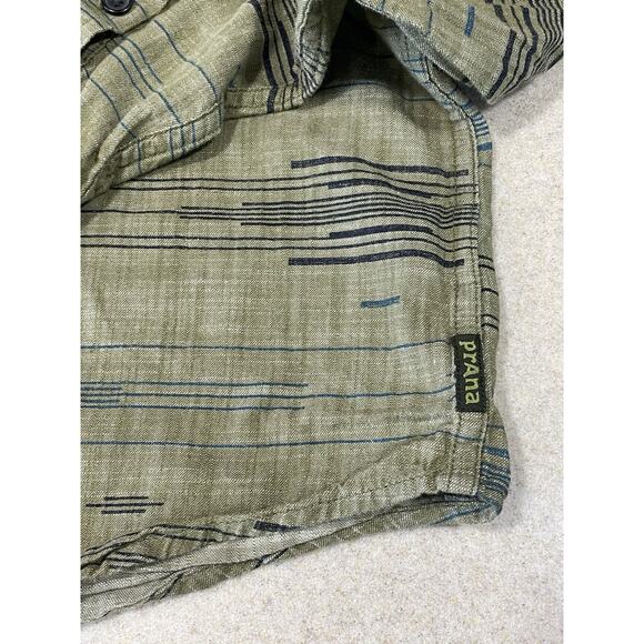 prAna Sz Tall Medium Slim Fit Organic Cotton Long Sleeve Green Button Down Shirt - Picture 8 of 13